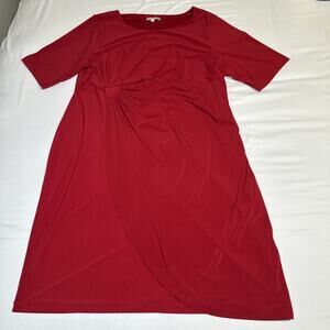 Dress Barn Signature Sadie Sheath Ruched Waist Red Dress Plus 22W Stretch NWT